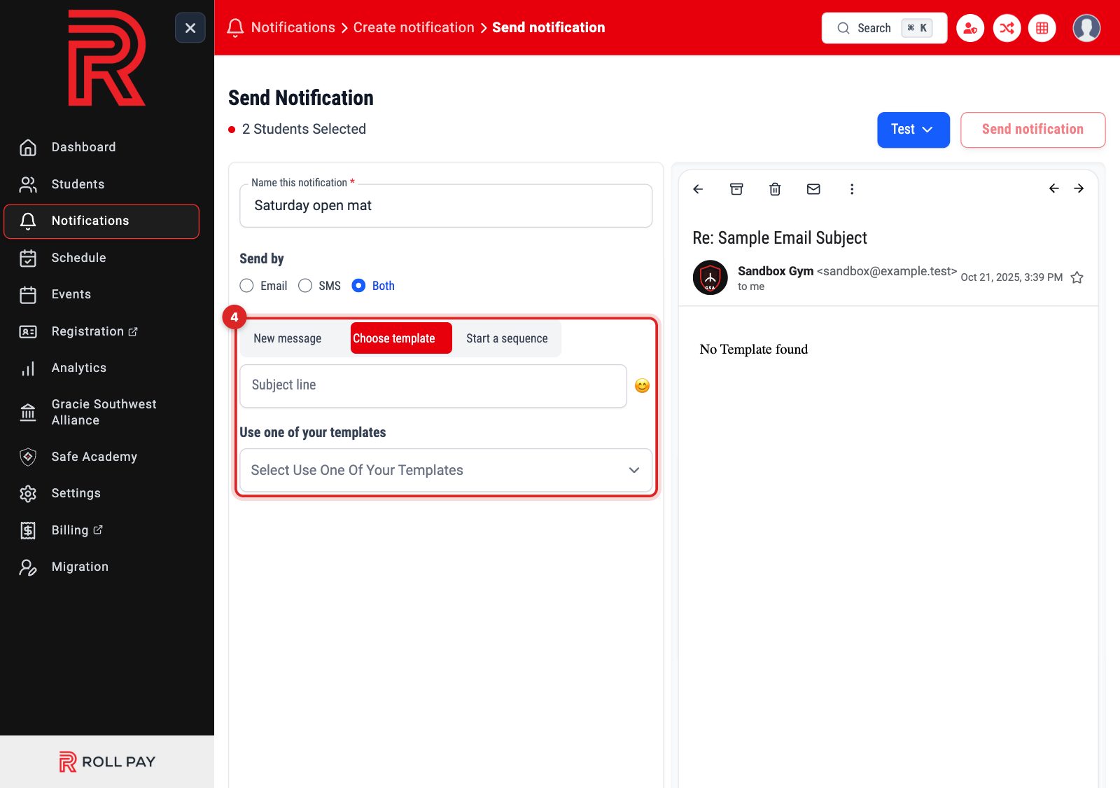 The Choose template tab with the template picker