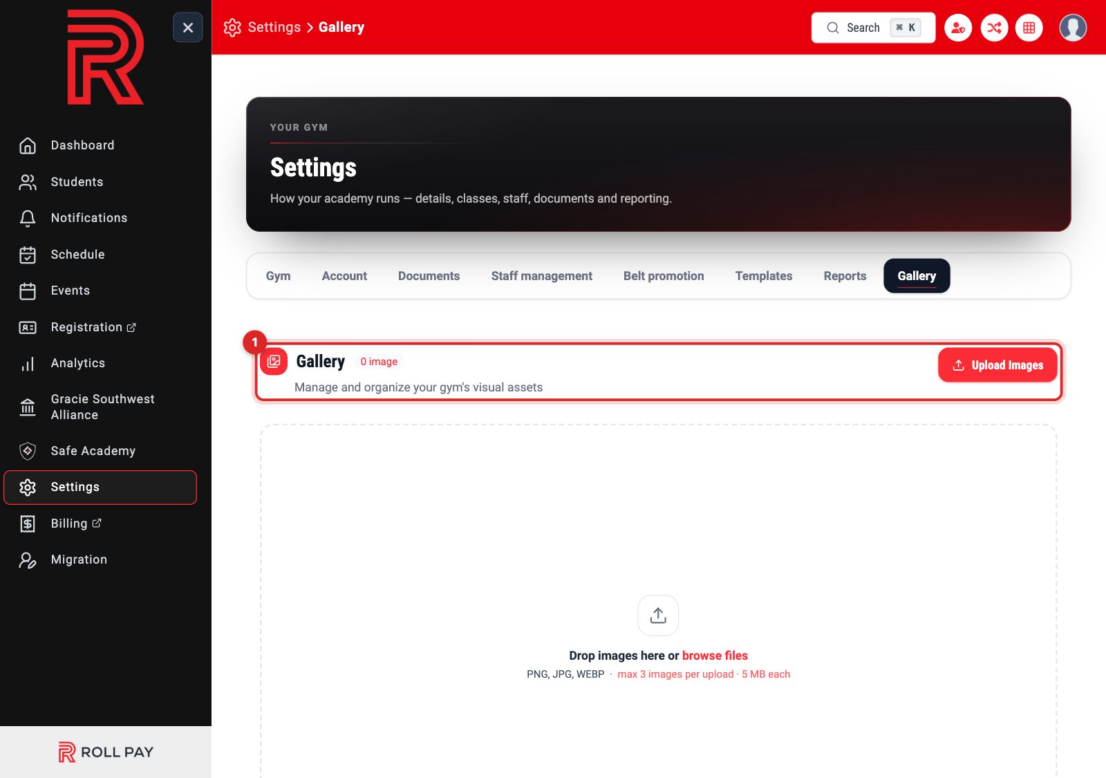 The gallery with its image count