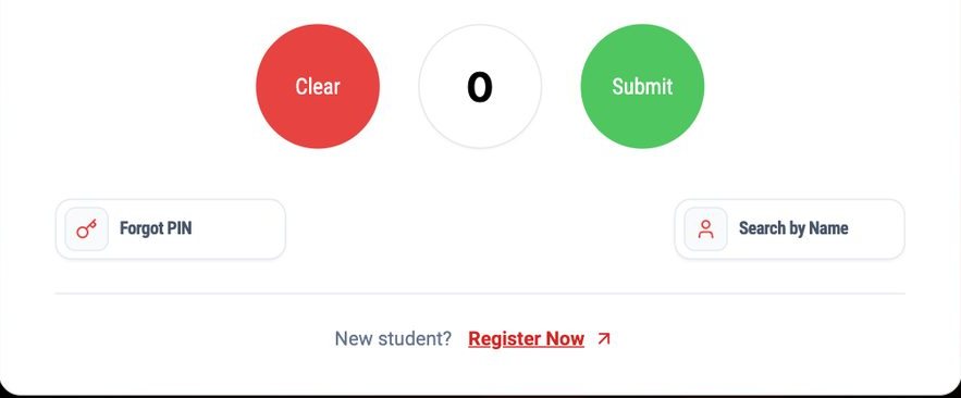 New student? Register Now at the foot of the check-in screen