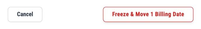 The Freeze & Move 1 Billing Date button at the foot of Freeze Student, beside Cancel